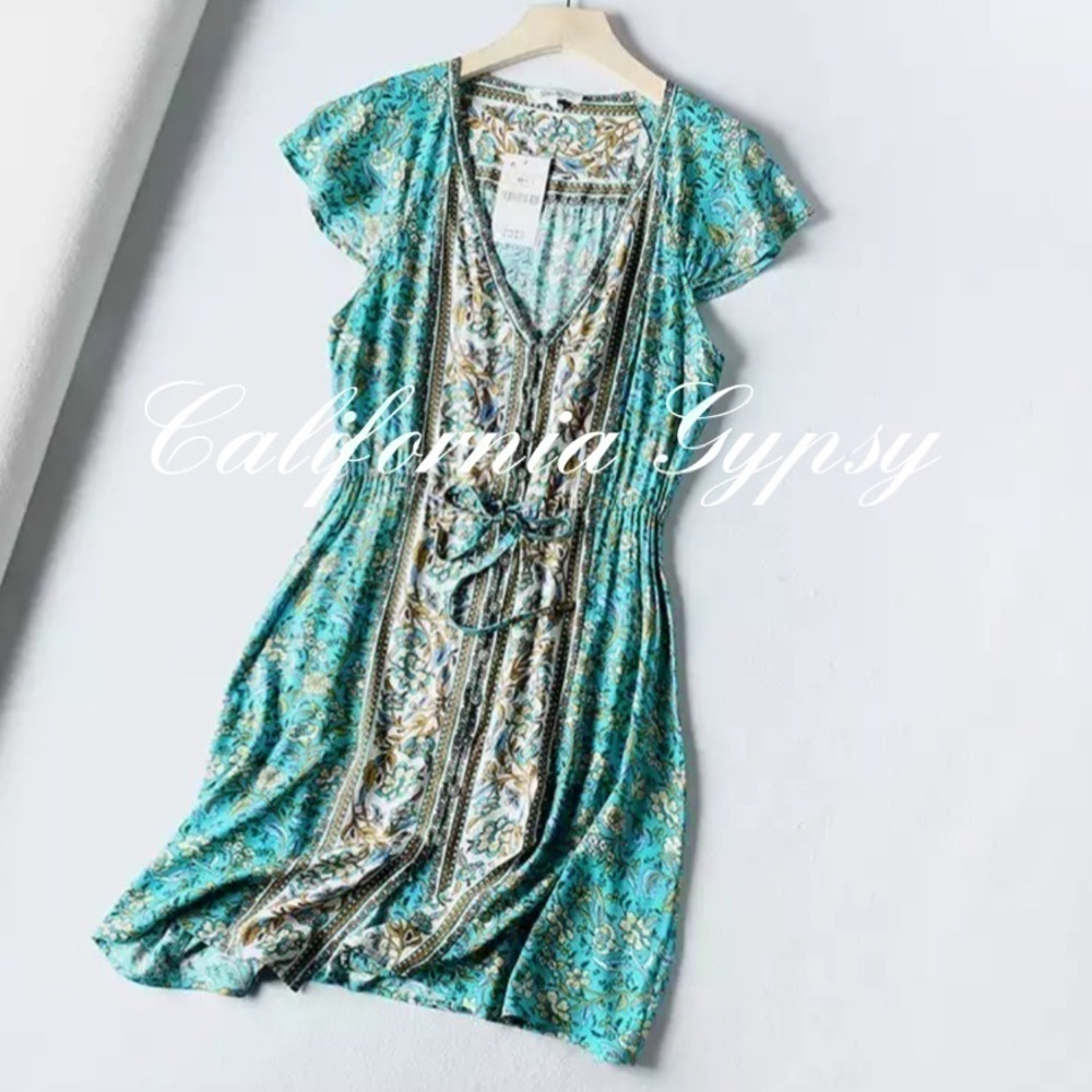 Boho Chic Gypsy Floral Mini Dress - Picture 4 of 14